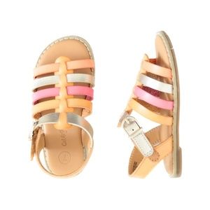 Toddler Girls' Colorblock Gold Pink Fisherman Sandals Size 7T